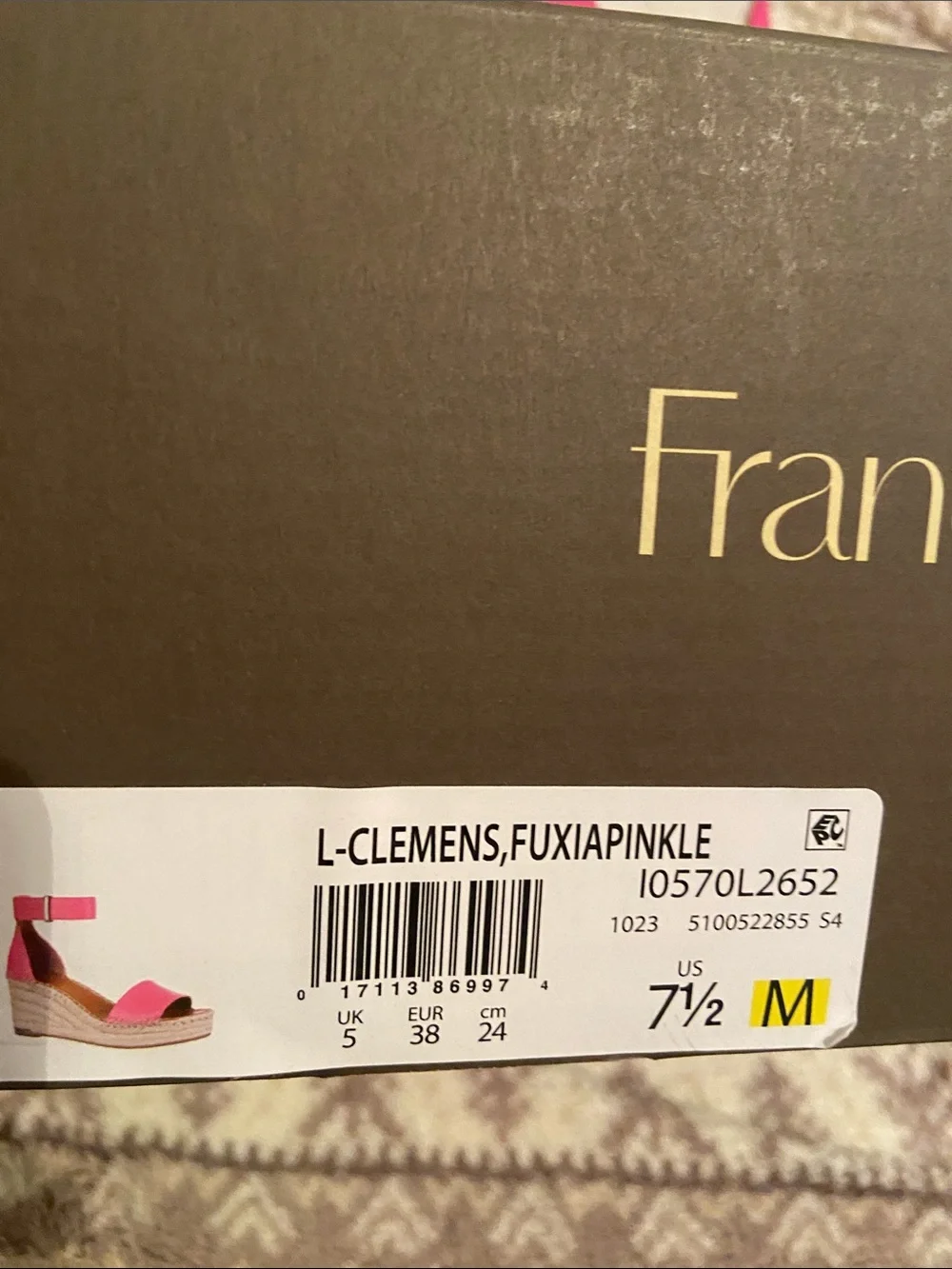 Franco Sarto Hot Pink Jute Espadrille Wedge Sandals